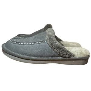 Nuknuuk Men's Leather Slipper Grey Sheepskin Insole‎ Size 9 comfy cozy
